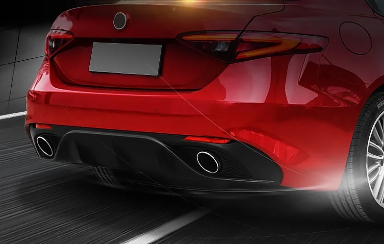 Задний бампер для губ Диффузор с выхлопной для Alfa Romeo Giulia Sedan 4 двери Quadrifoglio TI черный PP