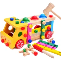 baby wooden toy tools kids tool car disassemble table games learning educational knock on the ball screw assembly garden game