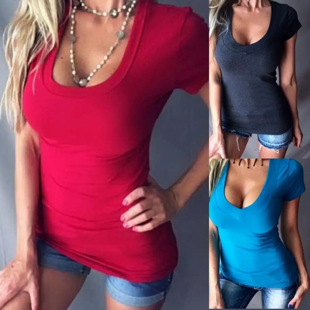 

Plus Size 5XL Short Sleeve V-neck Tshirt Women Clothings Fashion New Summer Casual Womens Tee Shirts Ladies Tops Solid Slim Fits