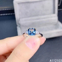 kjjeaxcmy fine jewelry 925 sterling silver inlaid natural london blue topaz girls trendy simple square gem ring support check