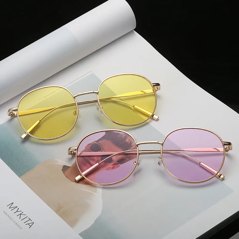 

New Ocean Film Women's Sunglasses Oval All-around Sunglasses New Fashion Trend Metal Glasses