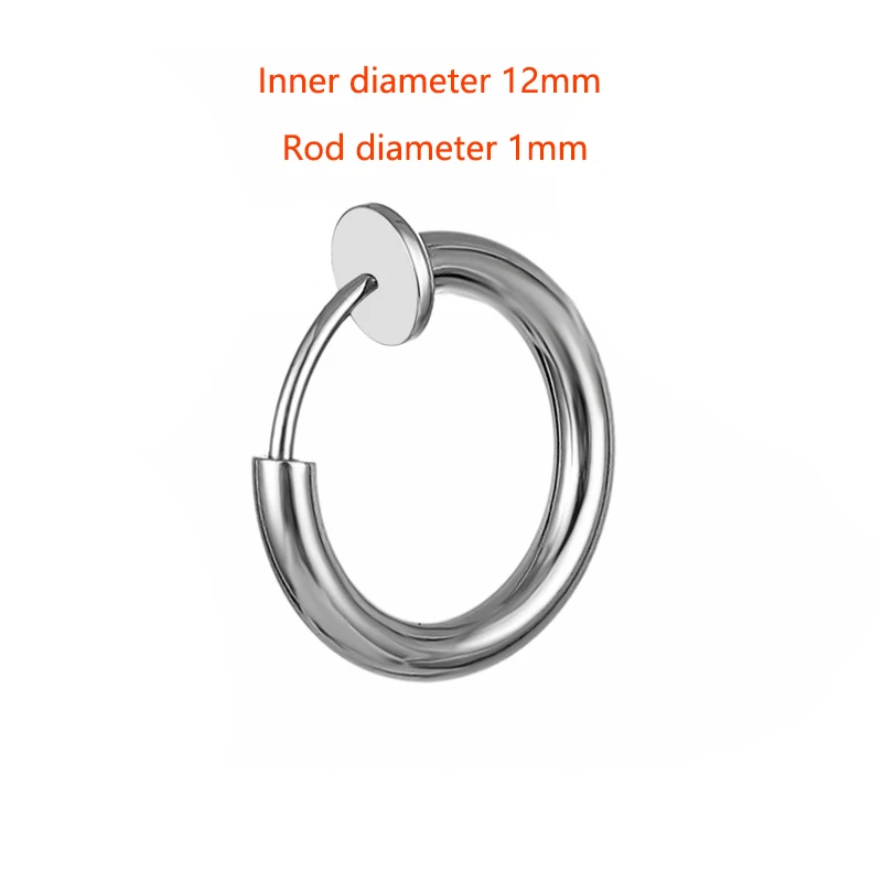 

2021New Round Shape Clip Hoop Earrings Nose clip Stainless Steel Ear Clips Double Pierced Earring for Women Jewelry Gift
