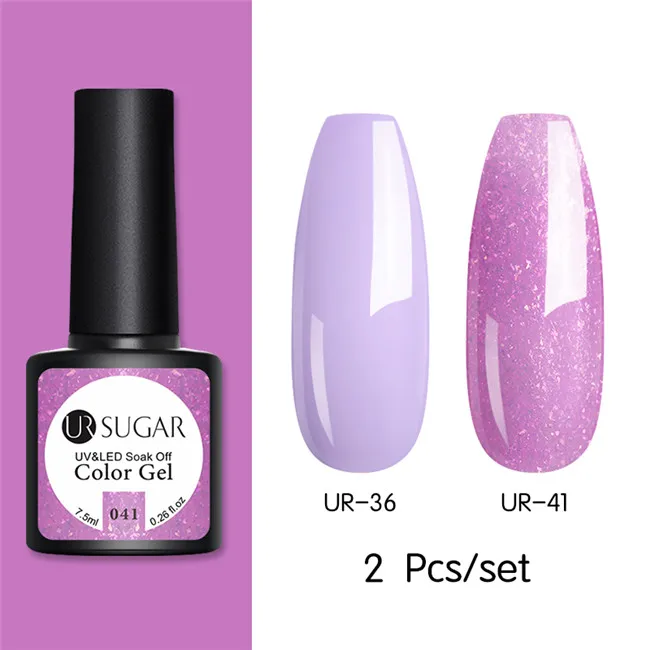 New 2pcs 20 Ur Sugar 2/4 шт. Розовый Блестящий Гель-лак для ногтей замочить от УФ-светодиодный длительный гель лак для ногтей Лаки маникюрный лак набор украшений - Цвет: New 2pcs 20