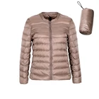 Женский сверхлегкий пуховик без воротника, на молнии, с подкладкой из перьев, ветровка, верхняя одежда