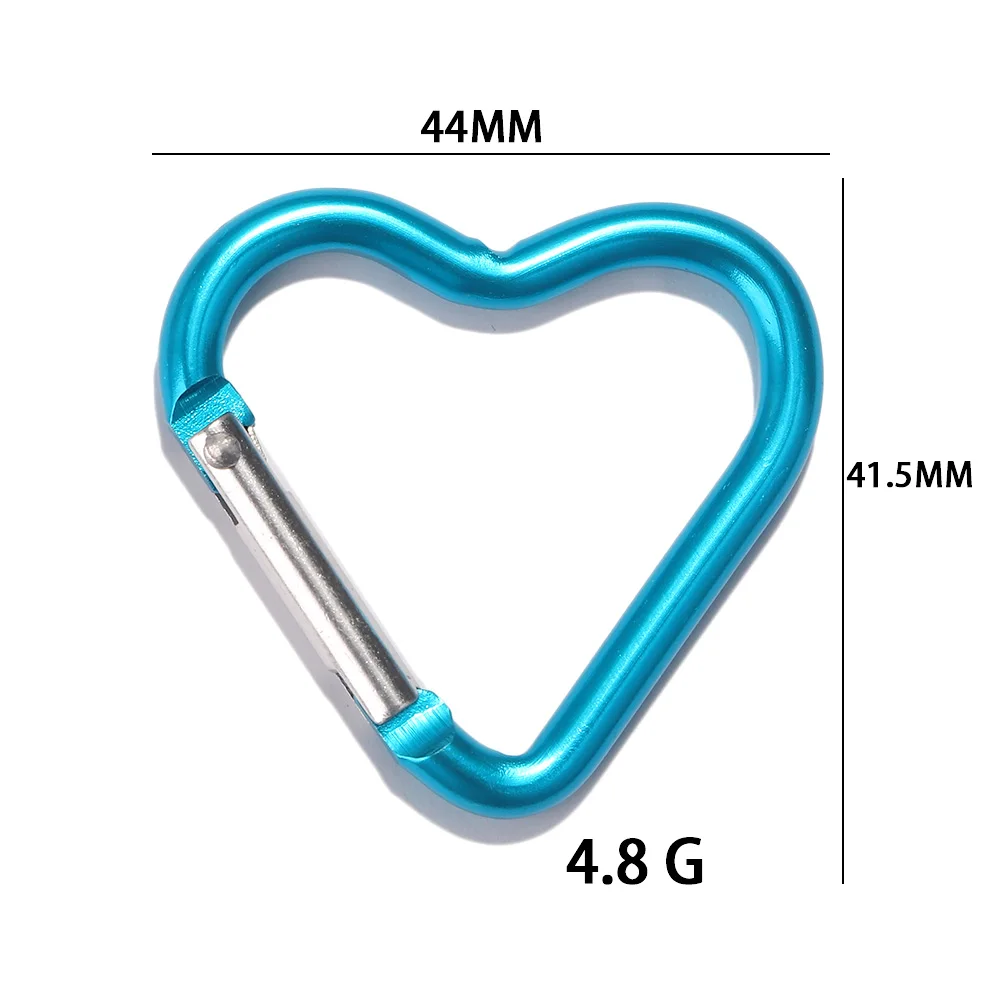 

5pcs Heart-shaped Aluminum Carabiner Key Chain Clip Outdoor Camping Keyring Hook Water Bottle Hanging Buckle Travel Kit Climbing