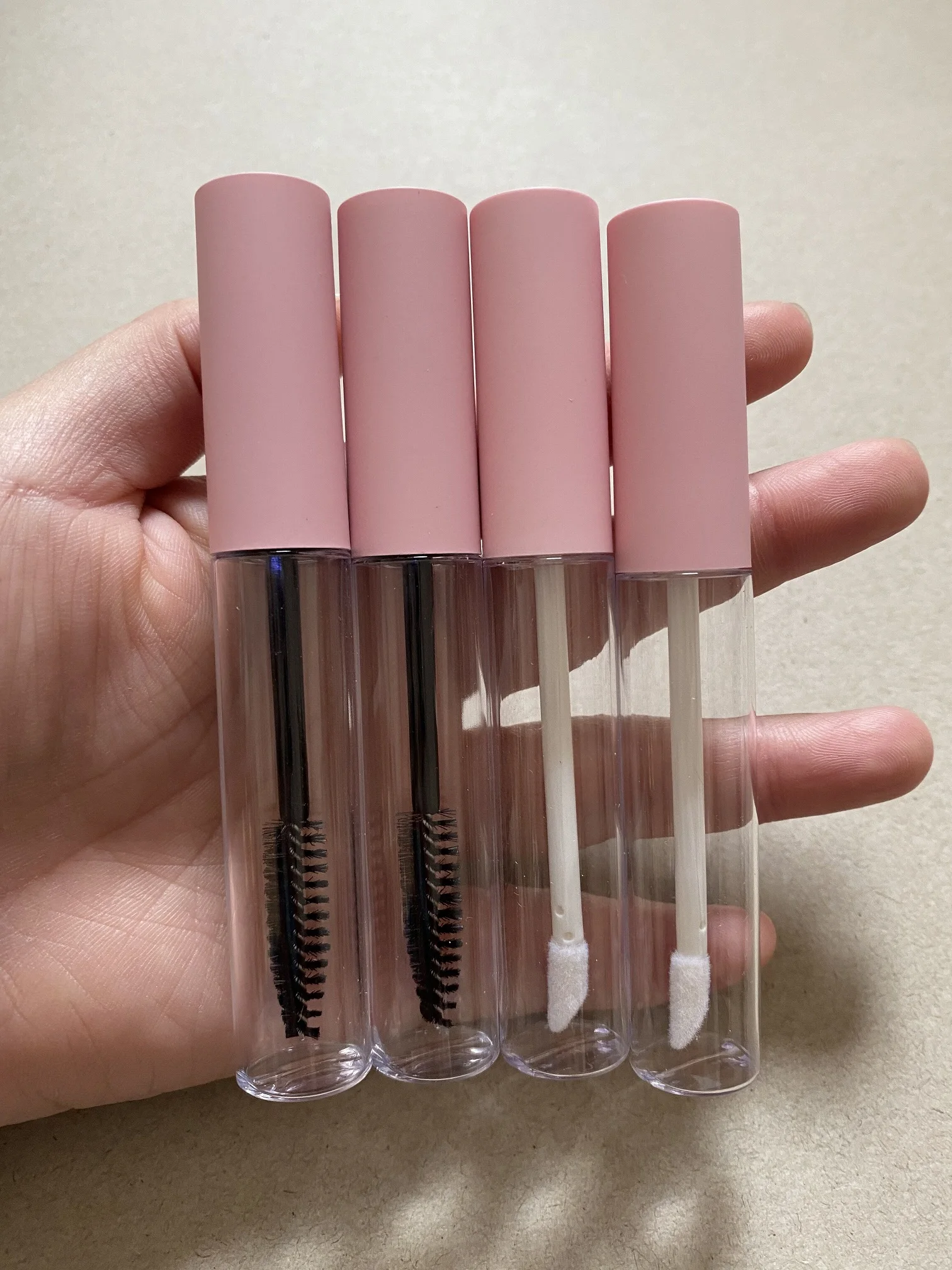 10 мл пустые прозрачные блеск для губ трубки с матовой розовой крышкой