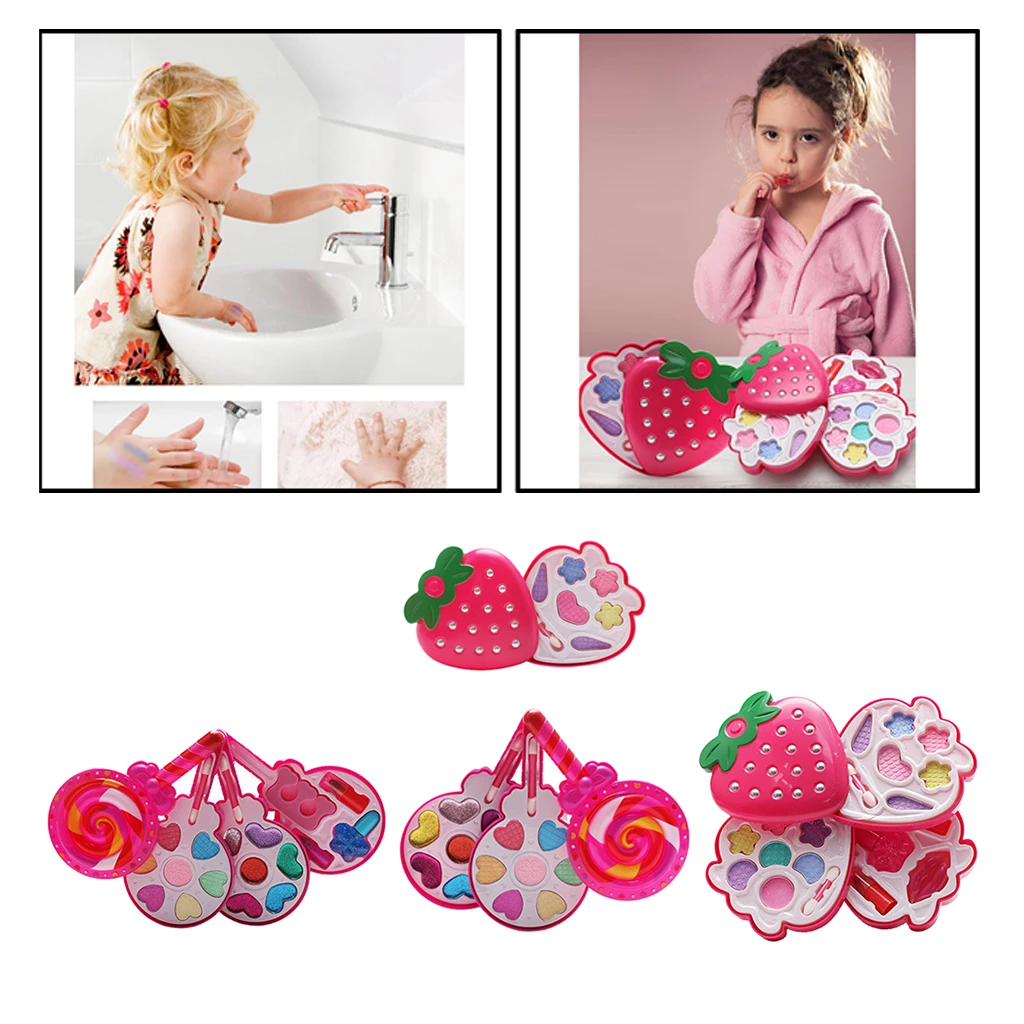 

Petite Girls Strawberry Shaped Cosmetics Play Set - Fashion Makeup Kit for Kids