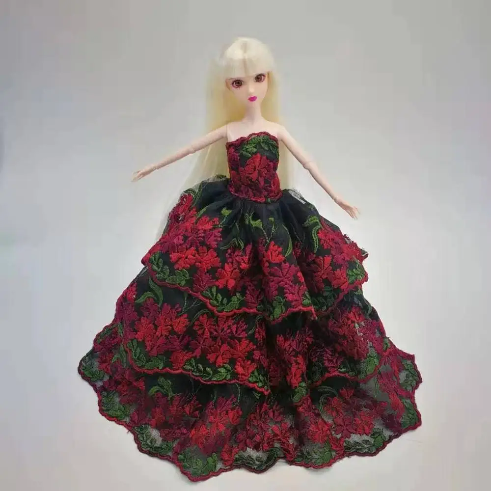 Кукольное платье принцессы официальная одежда ручной работы кружевное из тюля