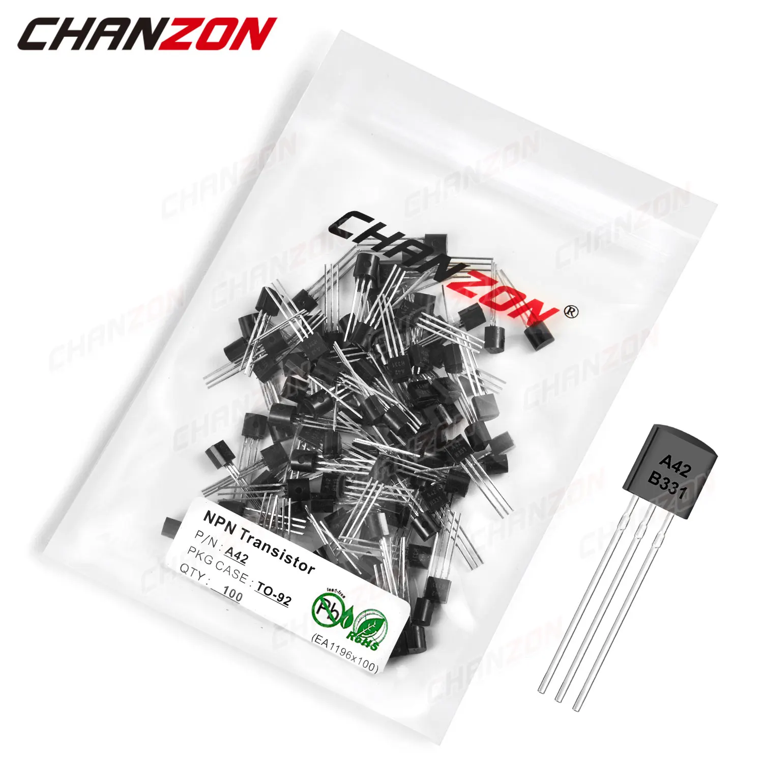 

100Pcs A42 TO-92 NPN Transistor Bipolar Junction BJT Triode Tube Fets MPSA42 200mA 305V Silicon Integrated Circuits