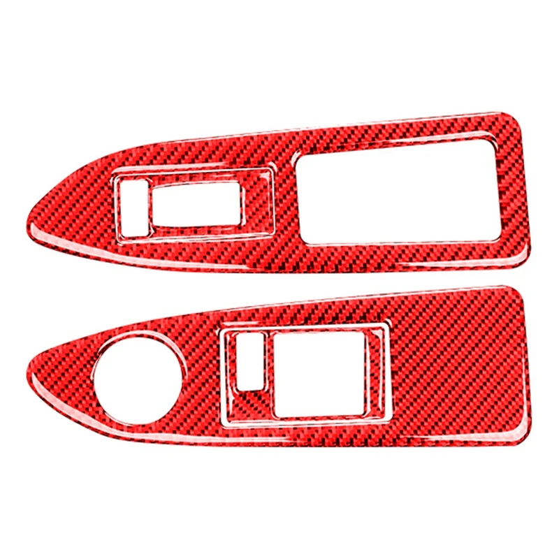

for Dodge Challenger 2008-2014 Car Accessories Carbon Fiber Window Lift Switch Panel Trim Cover Sticker, Red