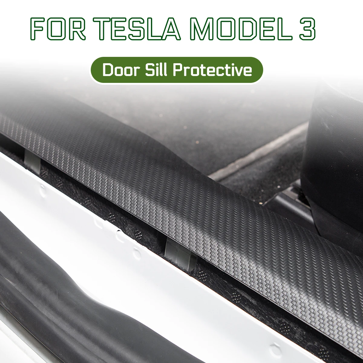 

for Tesla model 3 2017 2018 2019 4pcs/set Car PU Leather Front and Rear Door Sill Protective Imitation Carbon Fiber Stickers