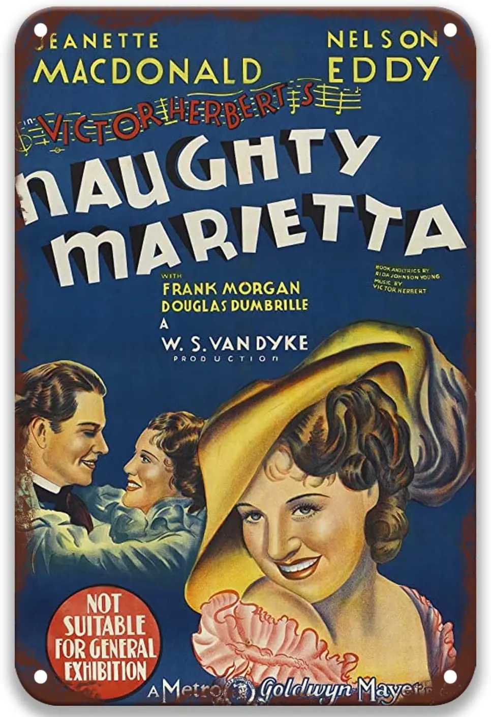 

TGDB Naughty Marietta (1935) Tin Signs Vintage Movies Poster Plate Painted for Art Bar Bedroom Decor Home Wall 8x12 Inches