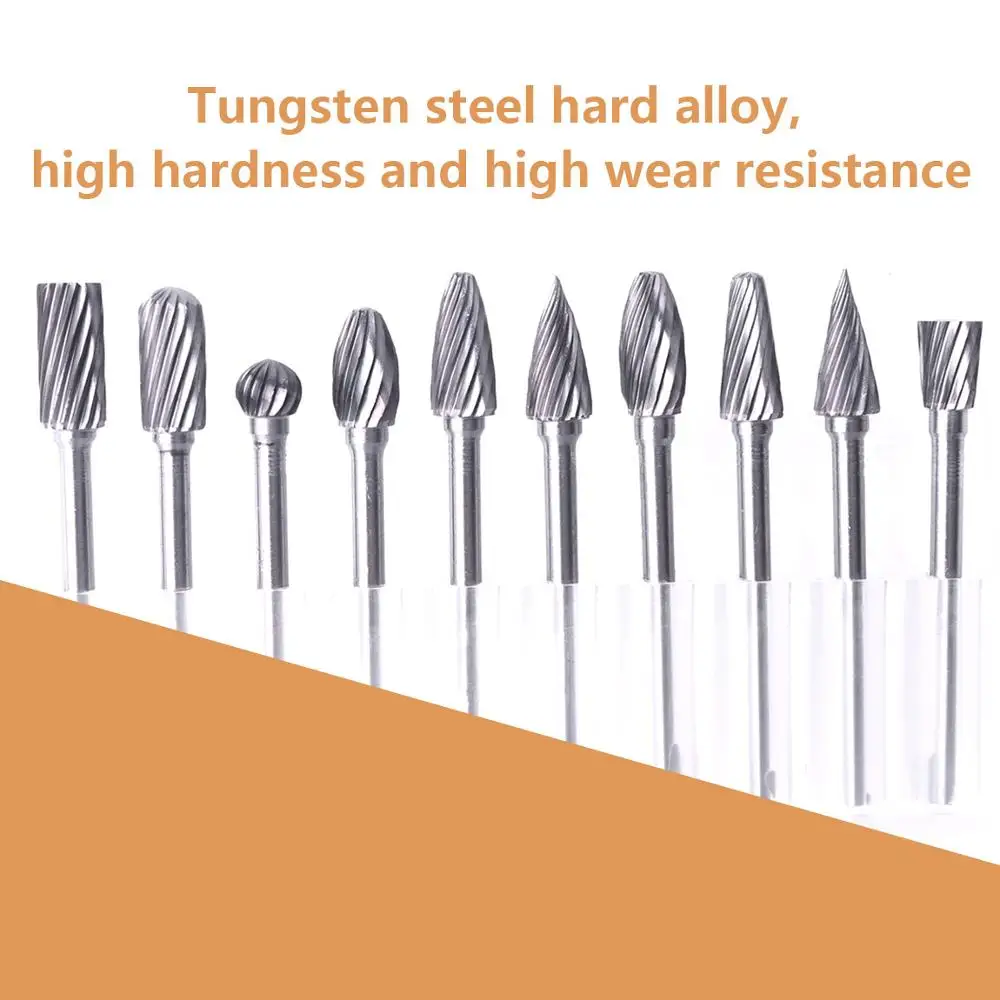 Фреза из карбида вольфрама 10 шт. вращающийся инструмент сверло 1/8 дюйма хвостовик