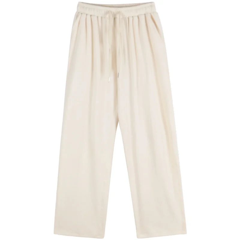 Женские трикотажные флисовые брюки на завязках с высокой талией | Женская одежда