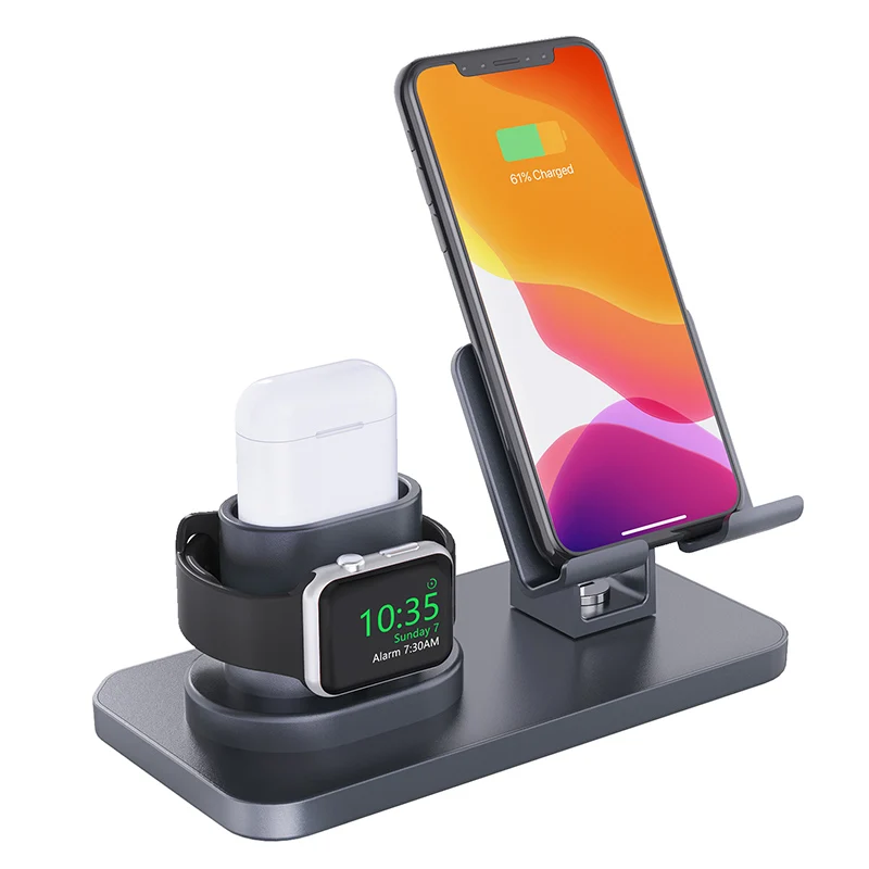 3 в 1 зарядная док станция Многофункциональный держатель iPhone X XR XS Max 8 7 6 Apple Watch Airpods