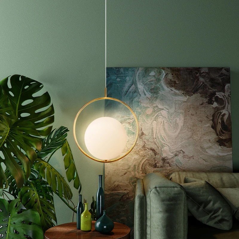 Современный золотой подвесной светильник с одним кольцом для прихожей столовой