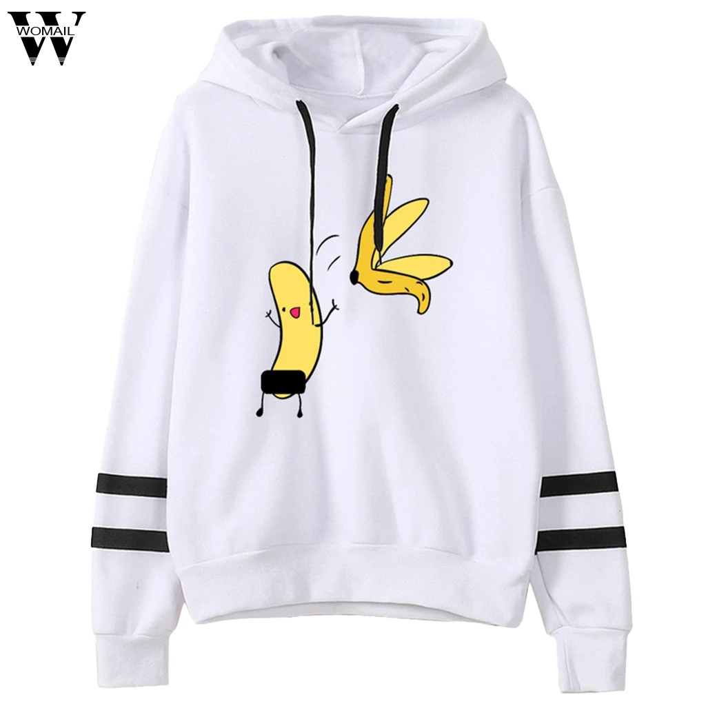 Женская толстовка в полоску с принтом банана модная Толстовка студенческом