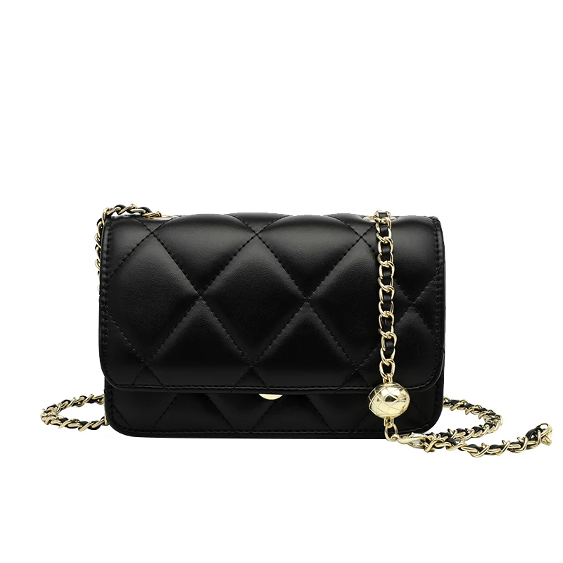 

New Fashion Luxury Handbags Women Bags Black Elegant Simple Diamond Little Xiangfeng Golden Ball Chain Spring Summer Europe New