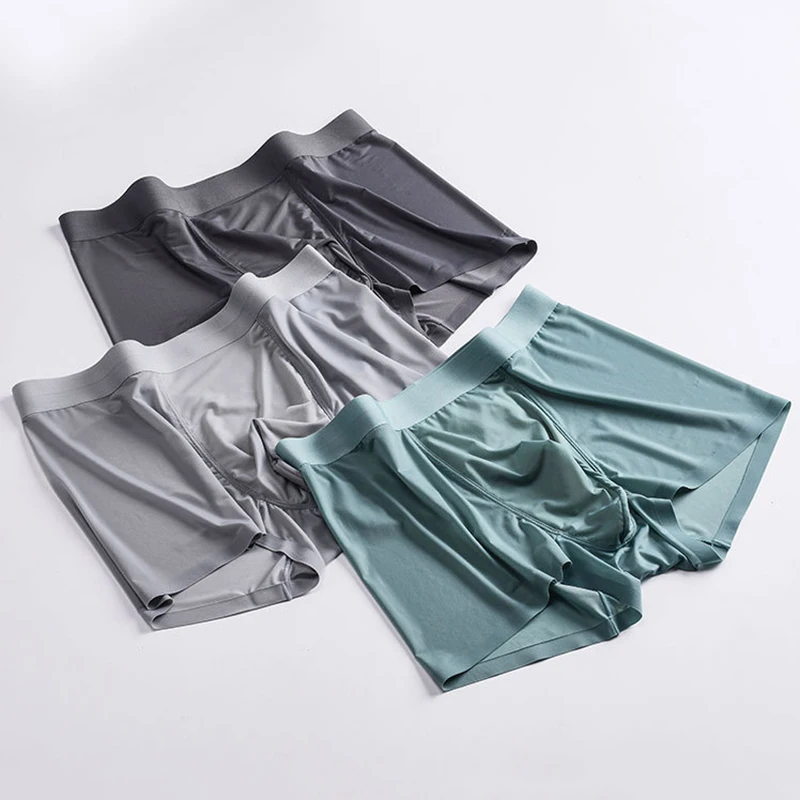 6 Pcs/Lot Men Ice Silk Underwear Summer New Seamless Breathable Boys Loose Underwear Youth Large Size Ultra-Thin Men's Underwear