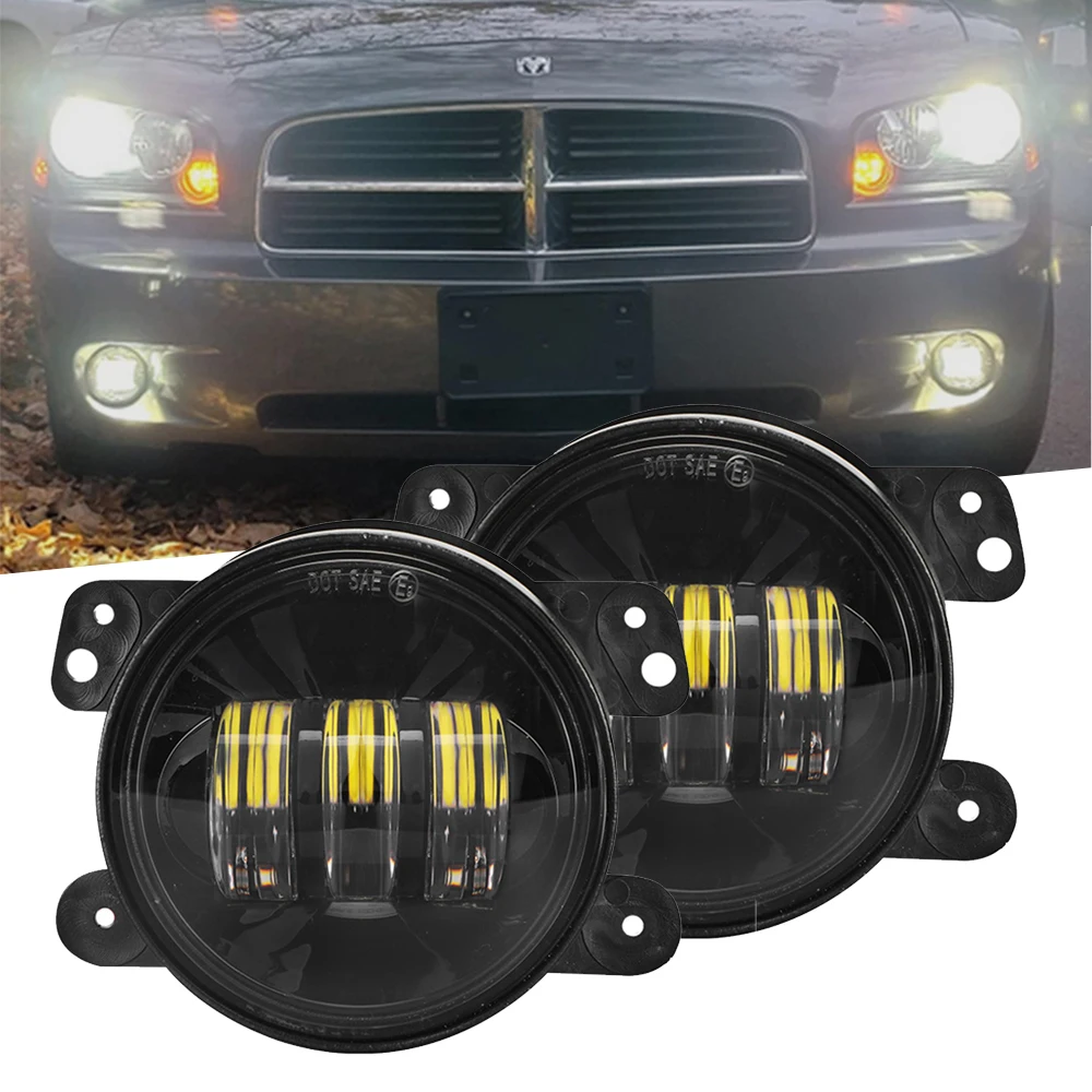 

30W Pair 4 inch Round LED Fog Lights Clear Lens Bulbs for Jeep Wrangler JK Lada Vеstа Fоrd Fосus Dodge Journey Charger Chrysler