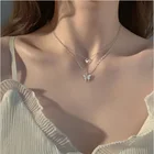 Новое блестящее ожерелье с бабочкой, женское изысканное Двухслойное ожерелье с цепочкой до ключиц, ювелирные изделия для женщин в подарок