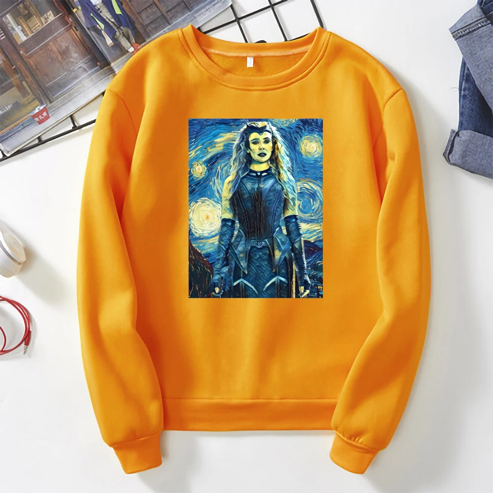 

Women Casual Sweashirt Wanda Maximoff Van Gogh Inspired Hoodies WandaVision Retro Style Sweatshirts Oversized Pullover