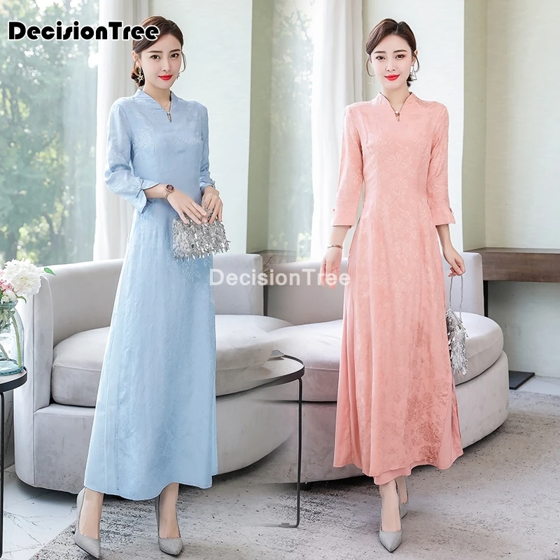 

2022 modern linen cotton qipao chinese traditional dress blue cheongsam cheongsam improve qipao oriental dress qipao ao dai
