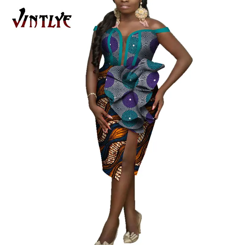 Африканские платья для женщин сексуальное женское платье с лямкой на шее