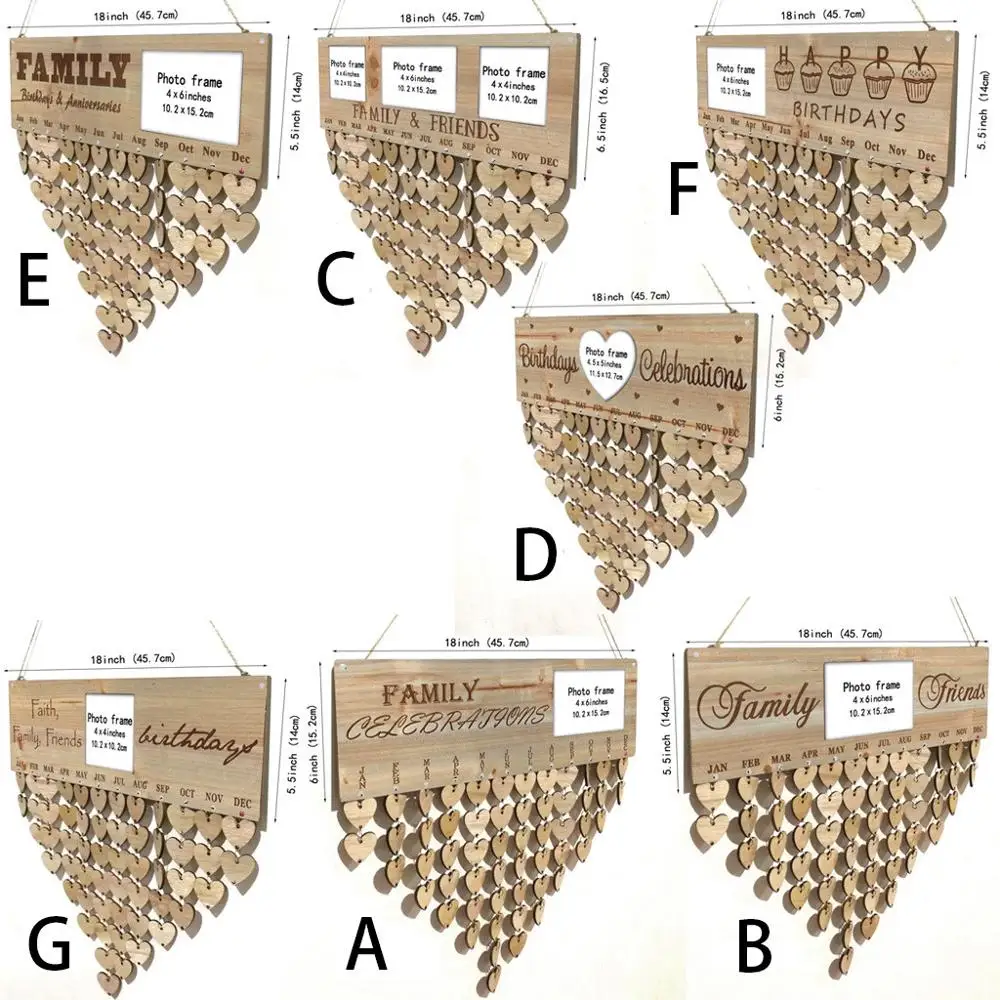 

Wooden photo frame calendar message board wooden birthday reminder board sign in DIY calendar photo frame message board 20O31