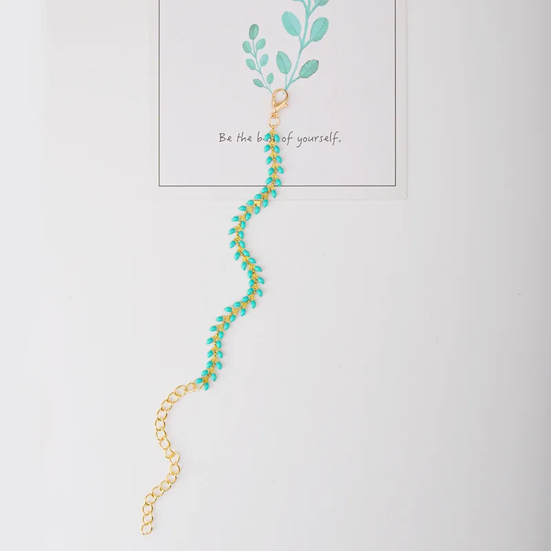 ZYZQ 2019 браслеты-листья с темно-зеленым камнем весенние стильные винтажные