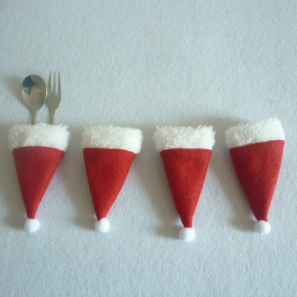 

Pack of 4pcs Festive Christmas Santa Hat Covers Household Tableware