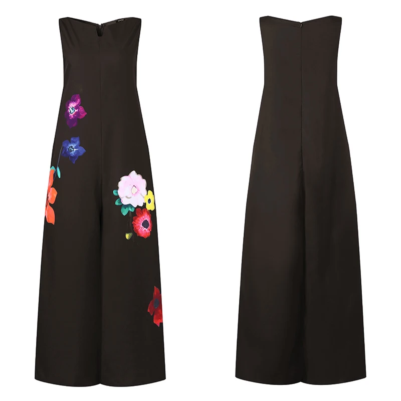 Комбинезон женский с широкими штанинами и V-образным вырезом Повседневный 2021 |