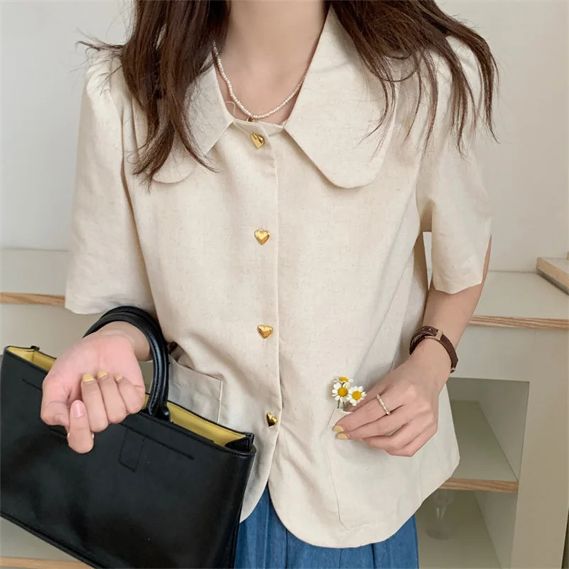 

HziriP 2021 Slim Casual High Waist Solid Short Sleeves Sweet Stylish Femme Gentle Streetwear Brief Summer New All-Match Blazers