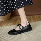 Новинка 2021, весенние Стильные туфли на плоской подошве с закрытым носком, черные универсальные Туфли Мэри Джейн, маленькие кожаные туфли, женские туфли