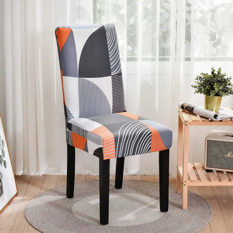 

Spandex Chair Covers Elastic Geometric Dining Chair Slipcover Case Stretch Seat Cover for Wedding Hotel Banquet Dining Room