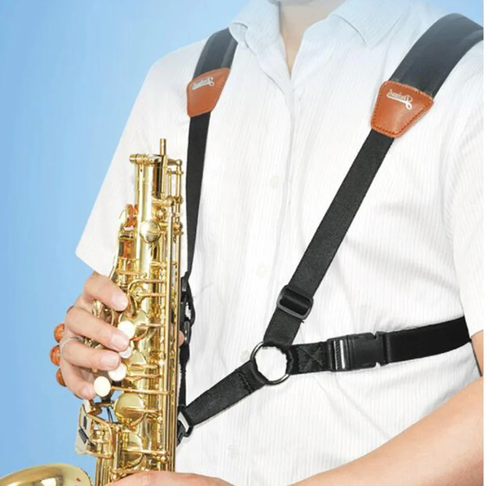 Saxophone Strap Adult Child Adjustable Soft Double Shoulder For Alto Tenor Sax Baritone Soprano Saxophones Leather Harness | Спорт и