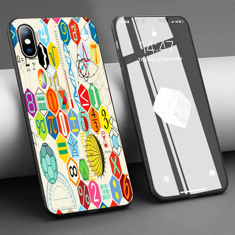Мягкий силиконовый чехол Coque математика в цвете холст для телефона iPhone 11 Pro Max X 5S 6