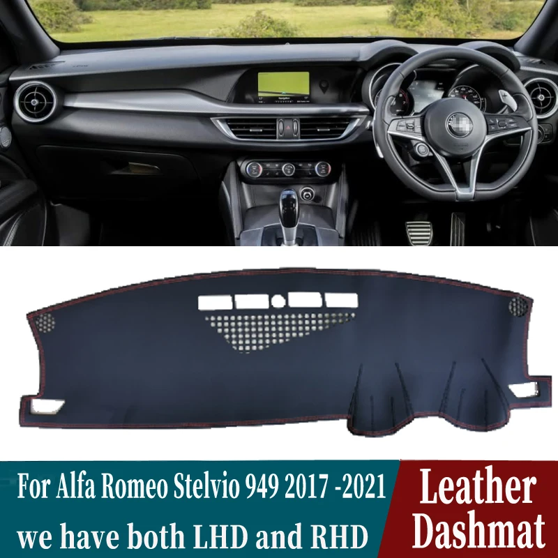 

Leather Dashmat Dashboard Cover Pad Dash Mat Carpet Car-Styling accessories For Alfa Romeo Stelvio 949 2017 2018 2019 2020 2021
