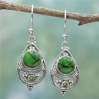 vintage women earrings 2020 fashion natural stone geometric earrings for women jewelry bohemian long drop earrings