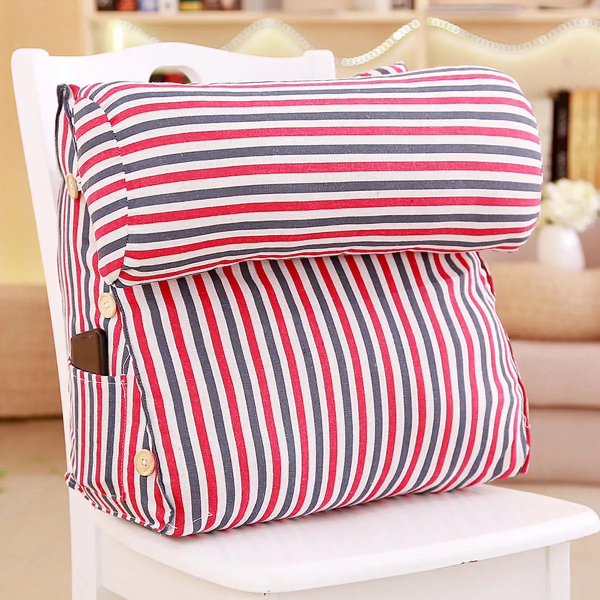 

Linen Triangle Cushion Office Waist Neck Pillow Student Plush Lunch Break Disassembled Washed Bedding Body Pillows