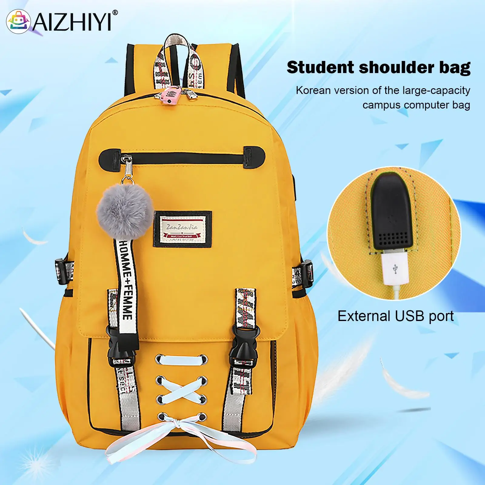 

New Travel Laptop Backpack with USB Charging Port and Lock School Backpack Waterproof Business Backpack Casual Hiking Daypack