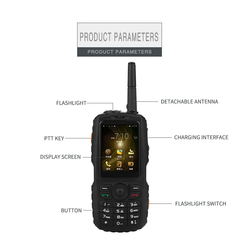 3g Wcdma Защищенный телефон Android с UHF 2W домофон PTT