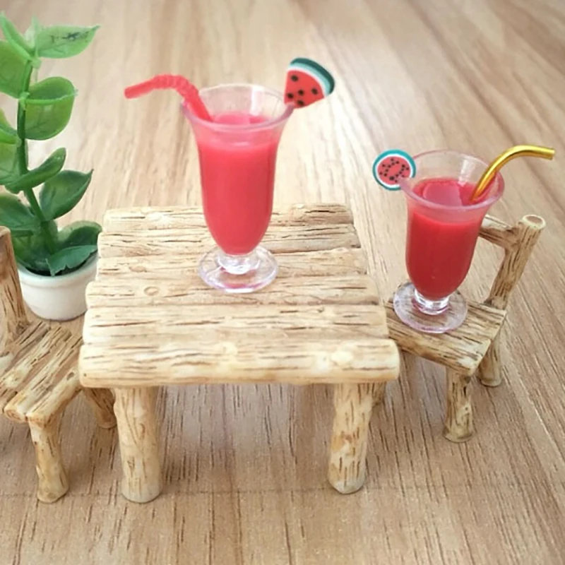 Миниатюрный Кукольный домик сок арбуза с соломинкой арбуз эскимо 1:12 кухня для