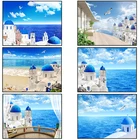 Средиземноморский остров, городской пейзаж, стена чайки, художественная живопись на холсте, печать, украшение для гостиной, Висячие картины