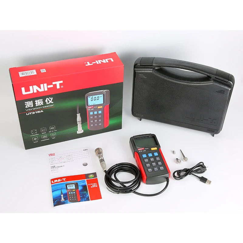 

UNI-T UT315A Digital Vibration Testers Vibration Acceleration Velocity Displacement Measurement USB Connect PC Soft