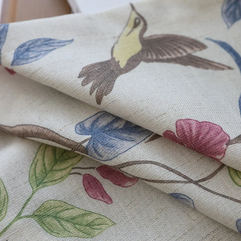 

Imitation Cotton and Linen Curtains Flowers Birds Plants American Country Printing Curtains for Living Dining Room Bedroom