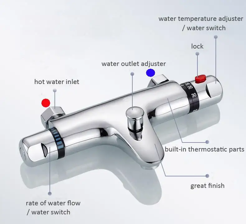 Настенный термостатический смеситель для ванны и душа Керамический клапан