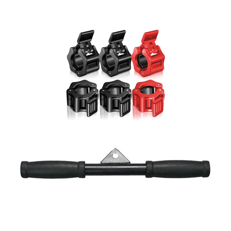 

6 Pcs 1 Inch Quick Release Barbell Lock Clamp & 1 Pcs Training Pulling Bar Device Pull Down Shoulder Biceps Exercise