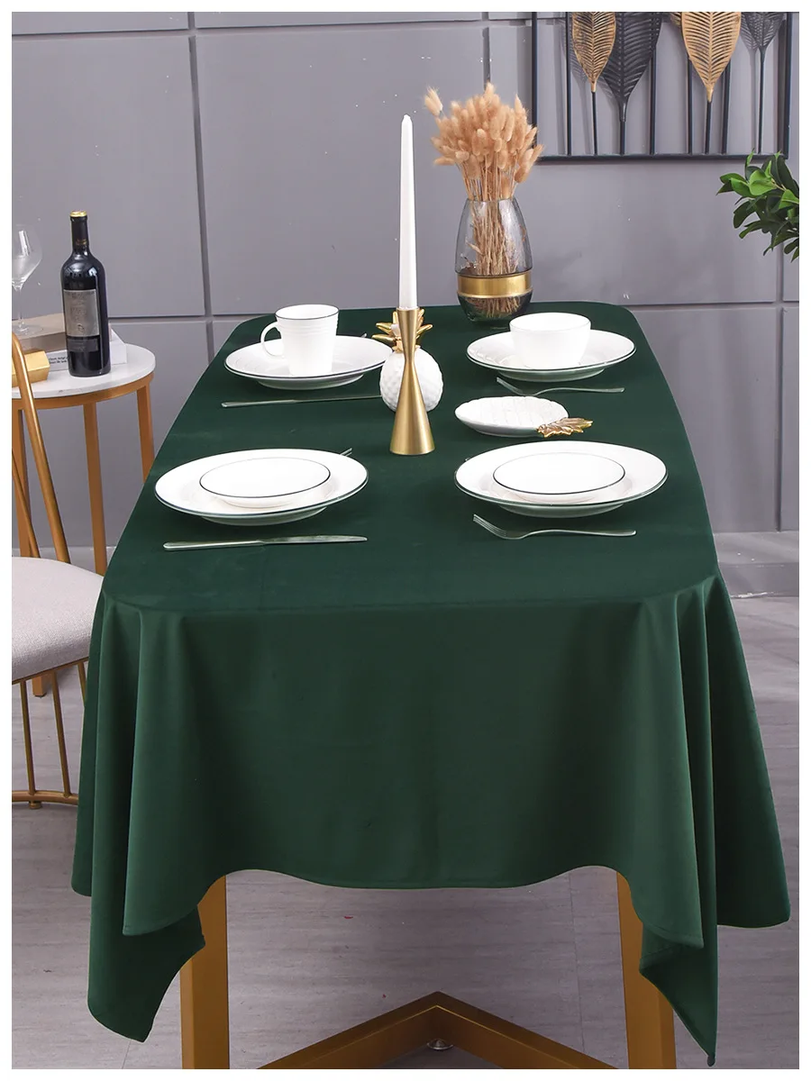 

Solid Color Tablecloth Velvet Rectsangle Tea Table Cover Navy Blue Picnic Cloth Burgundy Background Cloth Green Table Decor