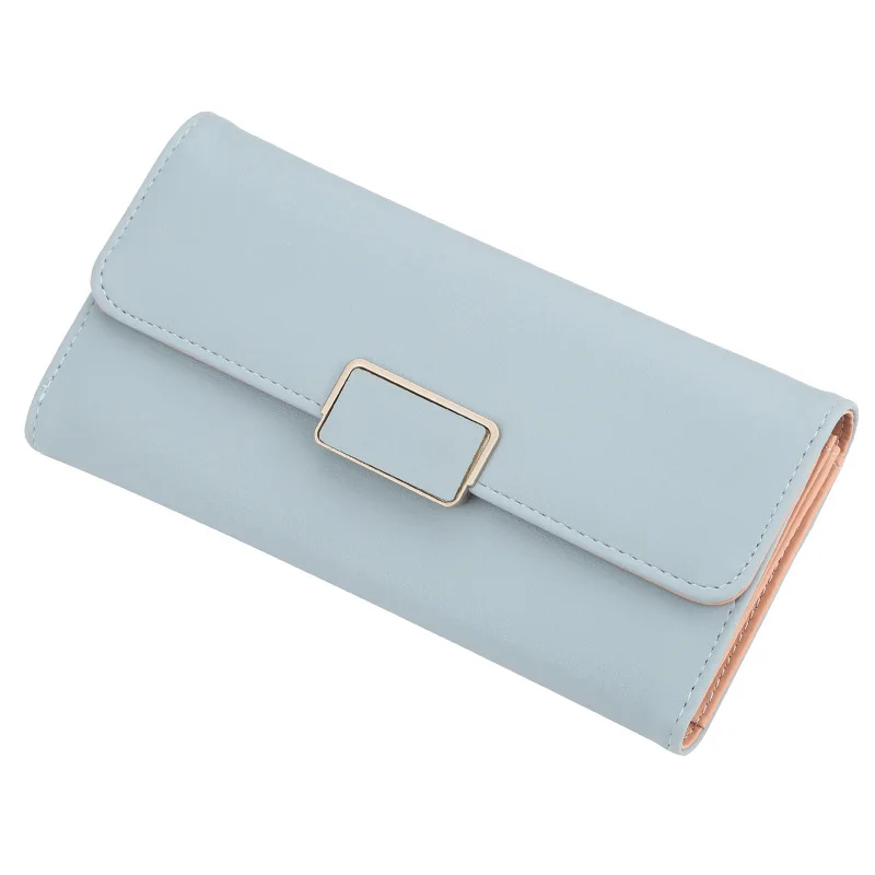 light blue Модный женский длинный кошелек из искусственной кожи, органайзер для карт, стандартный кошелек с несколькими картами, WML99 - Цвет: light blue